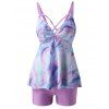 Maillot de Bain Tankini Teinté Croisé Découpé de Plage - Violet clair L