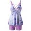 Maillot de Bain Tankini Teinté Croisé Découpé de Plage - Violet clair L