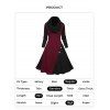 Cable Knit Panel Long Sleeve Knit Dress Mock Button Cowl Neck A Line Knitted Dress - BLACK XL