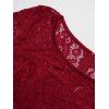Robe de Soirée Mi-Longue Haute Basse Ceinturée en Dentelle à Taille Haute - Rouge M