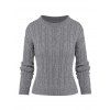 Cable Knitted Pullover Solid Sweater - GRAY L