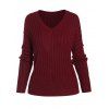 Lace Up Ribbed Drop Shoulder Jumper Sweater - DEEP RED L