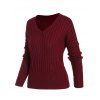 Lace Up Ribbed Drop Shoulder Jumper Sweater - DEEP RED L