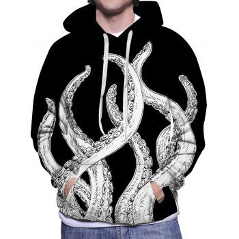 

Octopus Print Casual Hoodie Kangaroo Pocket Drawstring Hoodie, Multicolor