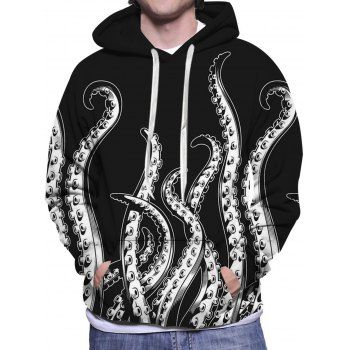 

Octopus Print Hoodie Kangaroo Pocket Drawstring Casual Hoodie, Multicolor