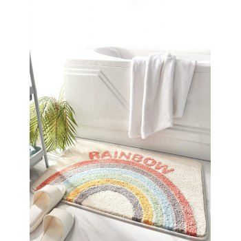 

Graphic Rug Rainbow Letter Pattern Water-proof Trendy Area Rug, Multicolor