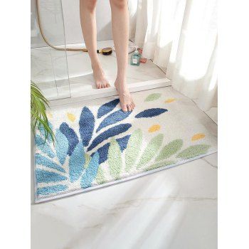 Colored Leaf Pattern Square Rug Water-proof Trendy Area Rug
