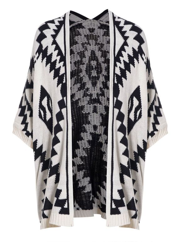 Cardigan Géométrique à Imprimé Ethnique Aztèque - Noir ONE SIZE