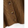 Chunky Knit Drop Shoulder Cardigan - DEEP COFFEE L