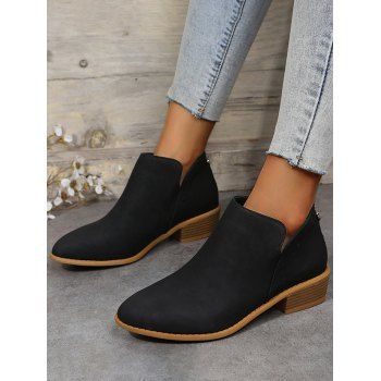 

Zip Up Chunky Heel Pointed Toe Boots, Black