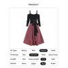 Cold Shoulder Buckle Straps Long Sleeve Bandage Top And Heathered High Low Midi Cami Dress Two Piece Set - DEEP RED L