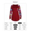 Contrast Colorblock T Shirt Front Pocket Round Neck Long Sleeve Casual Tee - RED S