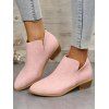 Zip Up Chunky Heel Pointed Toe Boots - Rose clair EU 35
