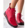 Applique Lace Up Boots - Rouge EU 42