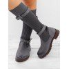 Knitted Chunky Heel Buckle Strap Boots Socks Boots - Gris EU 35