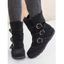Plain Color Buckle Strap Zip Flat Platform Textured Boots - Gris EU 37