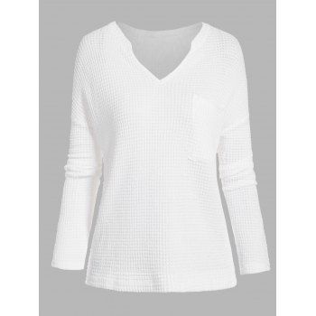 

Drop Shoulder Chest Pocket Knitwear, White