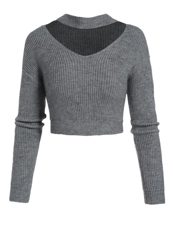 Pull Ras-du-Cou Découpé - Gris L