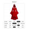 Two Tone Hooded Dress Lace Up High Waisted Bat Sleeve High Low Midi Dress - RED S