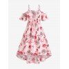 Robe Fleur Papillon de Grande Taille à Epaule Dénudée à Lacets - Rose clair L