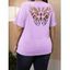 T-shirt Côtelé Courbe à Papillon à Manches Courtes Grande Taille - Violet clair 4XL