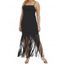 Plus Size Tassel Maxi Cami Dress Solid Color Adjustable Straps Backless Dress - BLACK 4XL