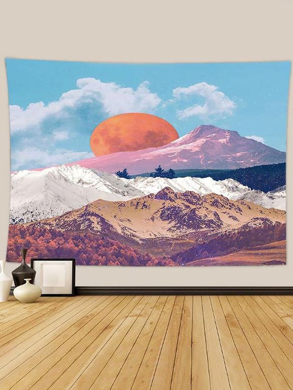 Tapisserie Murale Motif Paysage de Montagne Neigé Décoration Maison - multicolor 150 CM X 130 CM