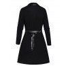 Manteau cardigan en tricot asymétrique drapé ouvert sur le devant avec ceinture - Noir XL