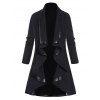 Manteau cardigan en tricot asymétrique drapé ouvert sur le devant avec ceinture - Noir XXL