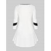 T-shirt Asymétrique Long en Bloc de Couleur de Grande Taille - Blanc L