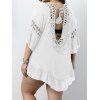 Plus Size Cover-up Top See Thru Crochet Hollow Out Flounce Tassel Pullover Cover-up - WHITE ONE SIZE
