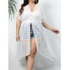 Plus Size Cover-up Top See Thru Plain Color Swiss Dots Tied Front High Waisted Asymmetrical Cover-up - WHITE 2XL