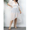 Plus Size Cover-up Top See Thru Plain Color Swiss Dots Tied Front High Waisted Asymmetrical Cover-up - WHITE 1XL
