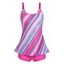 Maillot de Bain Tankini Gainant Rayé Coloré Imprimé à Bretelle Ajustable - Rouge 2XL