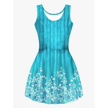 

Floral Print Tank Dress Sleeveless Scoop Neck High Waist Dress, Multicolor