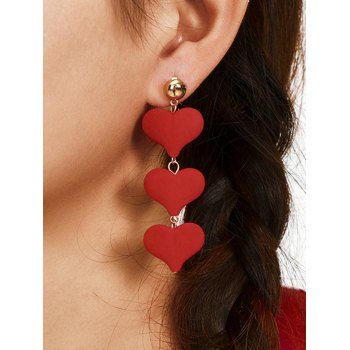 

Heart Long Necklace Valentine Earrings, Red