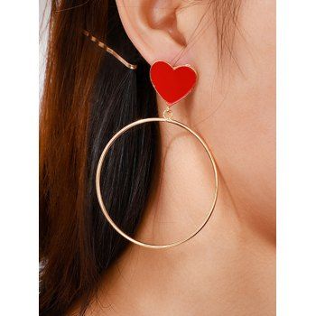 

Valentine's Gift Heart Round Shape Drop Earrings, Golden