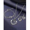 Parure de Collier Bracelet et Boucles D'Oreilles Collier avec Pendentif en Forme de Cœur en Strass pour la Saint-Valentin - Argent 