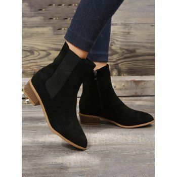 

Zip Up Suede Ankle Chelsea Boots, Black