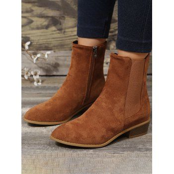 

Zip Up Suede Ankle Chelsea Boots, Deep coffee