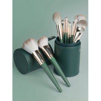 

Travel PU Leather Makeup Brush Holder Storage Cosmetic Brushes Holders Storage Organizer Case, Green