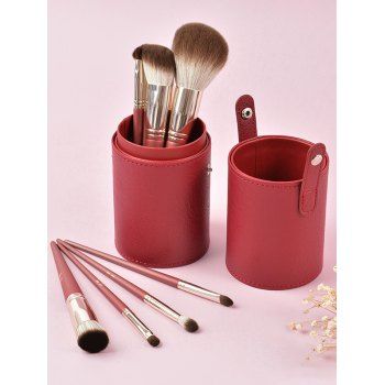 

Travel PU Leather Makeup Brush Holder Storage Cosmetic Brushes Holders Storage Organizer Case, Red