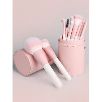 

Travel PU Leather Makeup Brush Holder Storage Cosmetic Brushes Holders Storage Organizer Case, Light pink