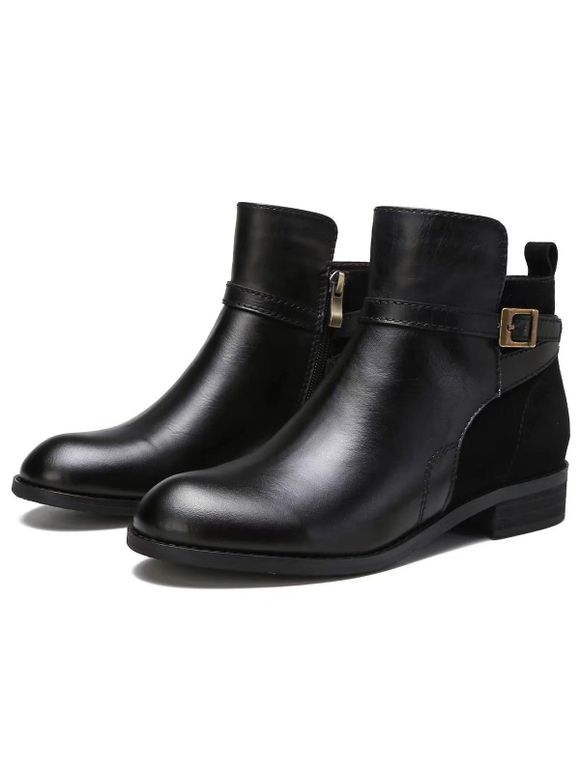 Zip Up PU Leather Ankle Boots - Noir EU 41