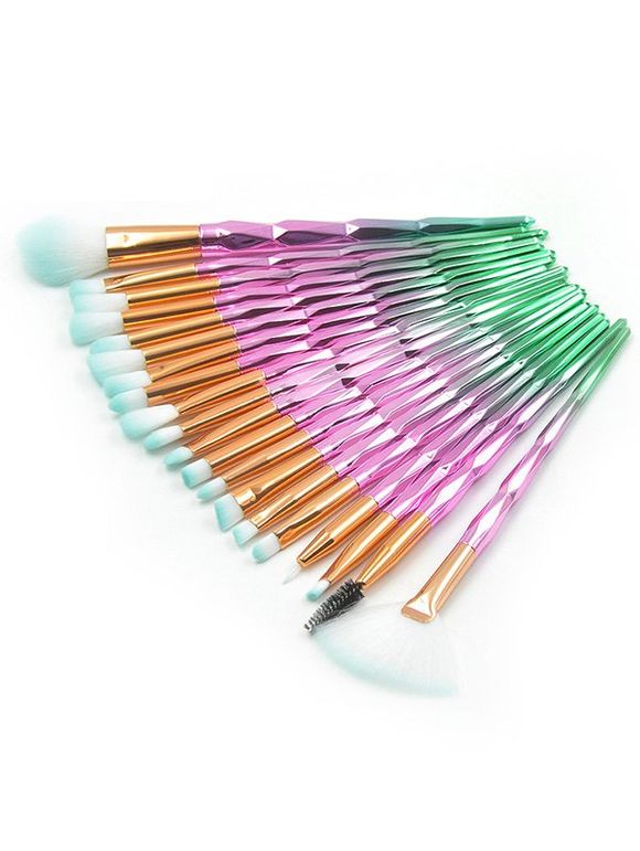 20 Pièces Ensemble de Pinceaux à Maquillage pour Yeux et Lèvres en Forme de Diamant Multifonctions - multicolor B 