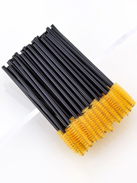 150 Pièces Ensemble de Pinceaux à Maquillage Jetable pour Cils - Jaune 