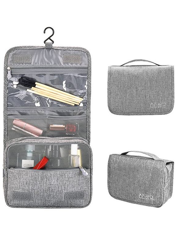 Trousse de Toilette Portable avec Poignée Imperméable pour Voyage - Gris 