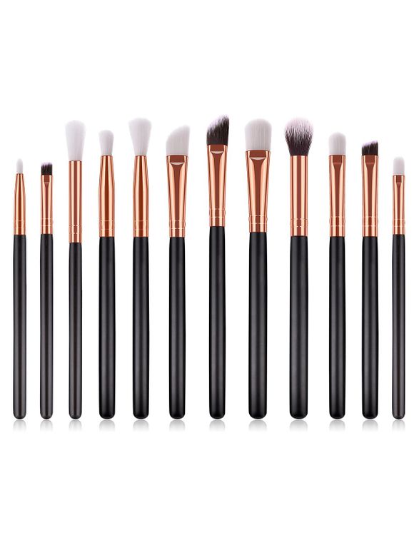 12 Pièces Ensemble de Pinceaux à Maquillage pour Visage Yeux et Lèvres Multifonctions - Noir 