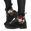 Flower Print Lace Up Warm Ankle Boots - BLACK EU 41