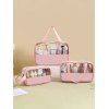 3 Pièces Sac de Rangement de Voyage Portable Extensible avec Grande Capacité en PVC - Rose clair 
